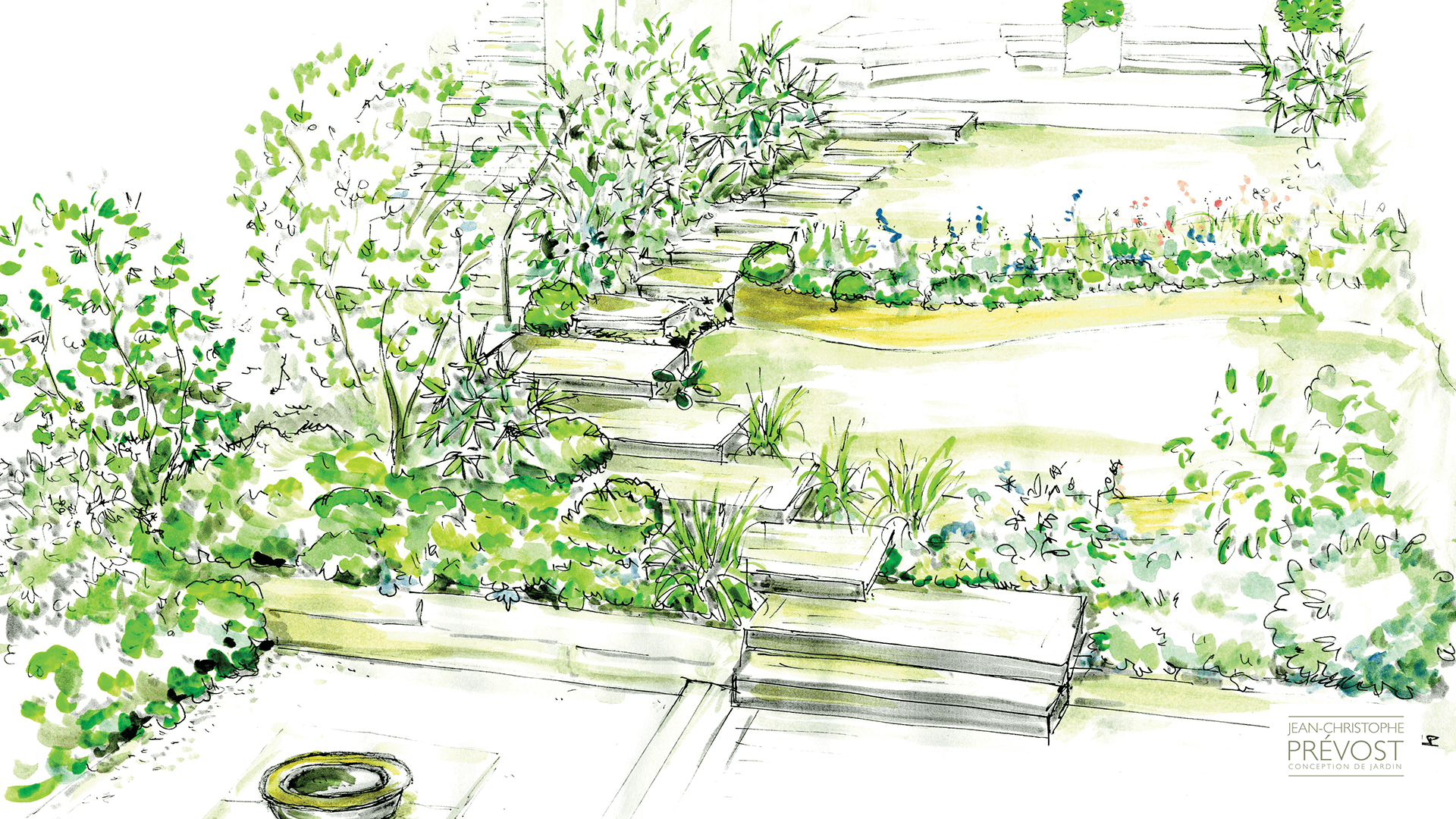 Dessin du jardin dans les hauteur de Puteau